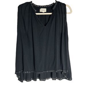 Denim & Supply Black Grommet Trim Sleeveless Relaxed Oversized Blouse M